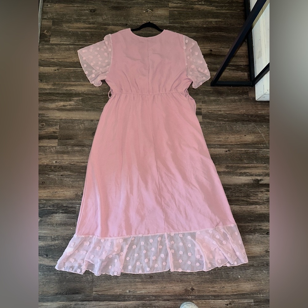 Shein Curve Pink Polka Dot Flowy Maxi Dress Size 2XL - Picture 4 of 14